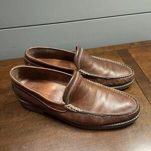 Sandrino Brown Leather Loafers Sz 11 M Men's Slip On Casual Classic Boat Shoes